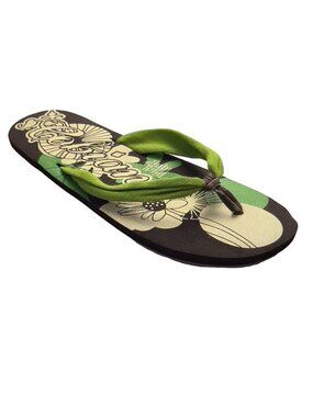 Women's Shoes COBIAN Flat Rubber Thongs Hawaiian Motif Size 9 Hawaiian leisure